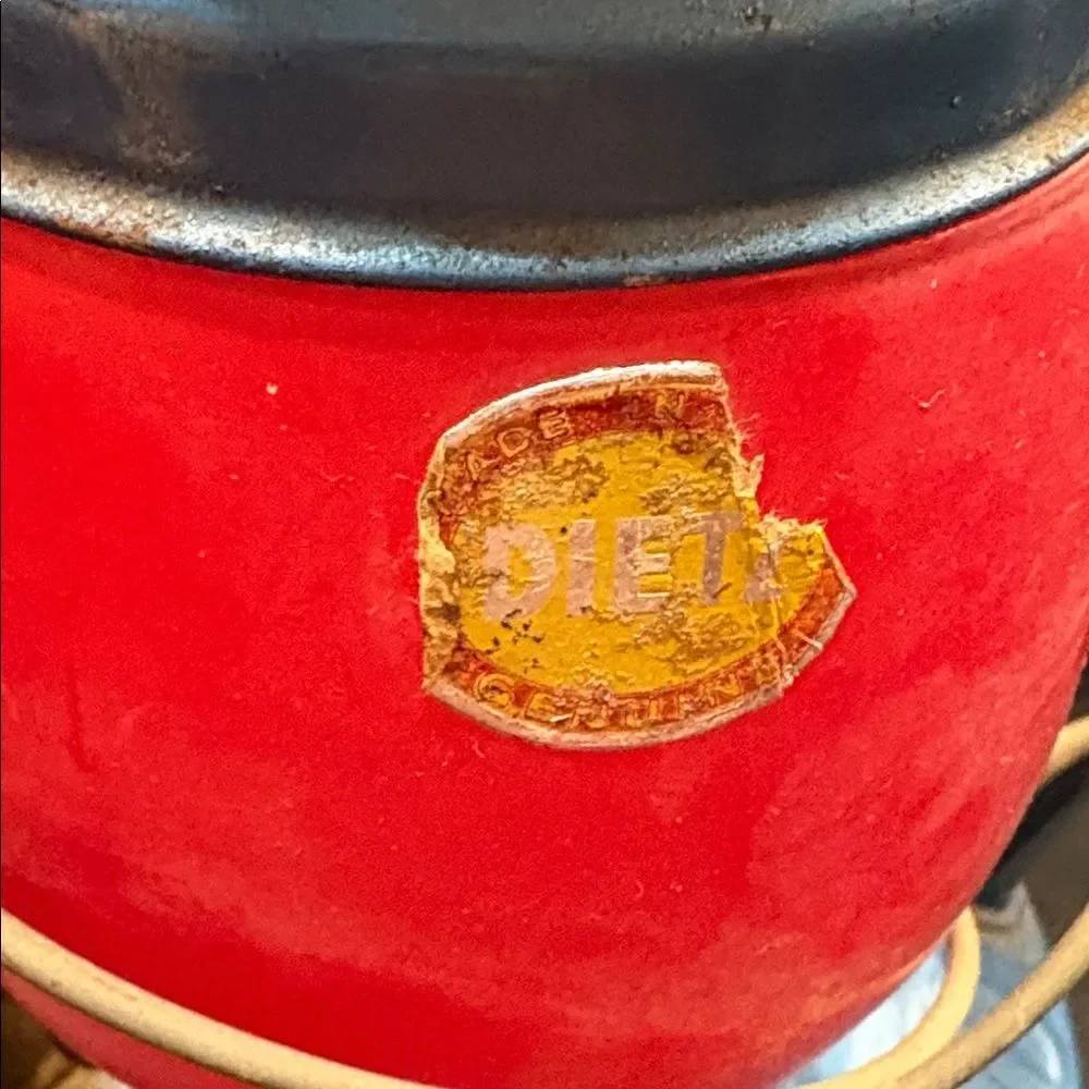 Vintage Blue Little Wizard Dietz NY USA Lantern Red Globe Sticker Tag